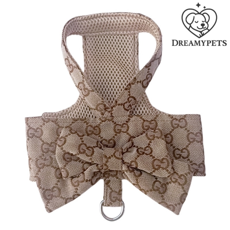 SET GG FIOCCO BEIGE (pettorina e guinzaglio)