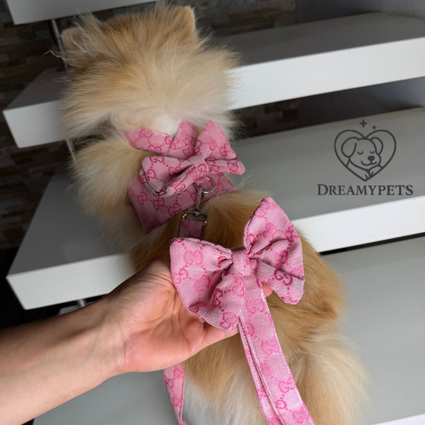 SET GG FIOCCO ROSA (pettorina e guinzaglio)